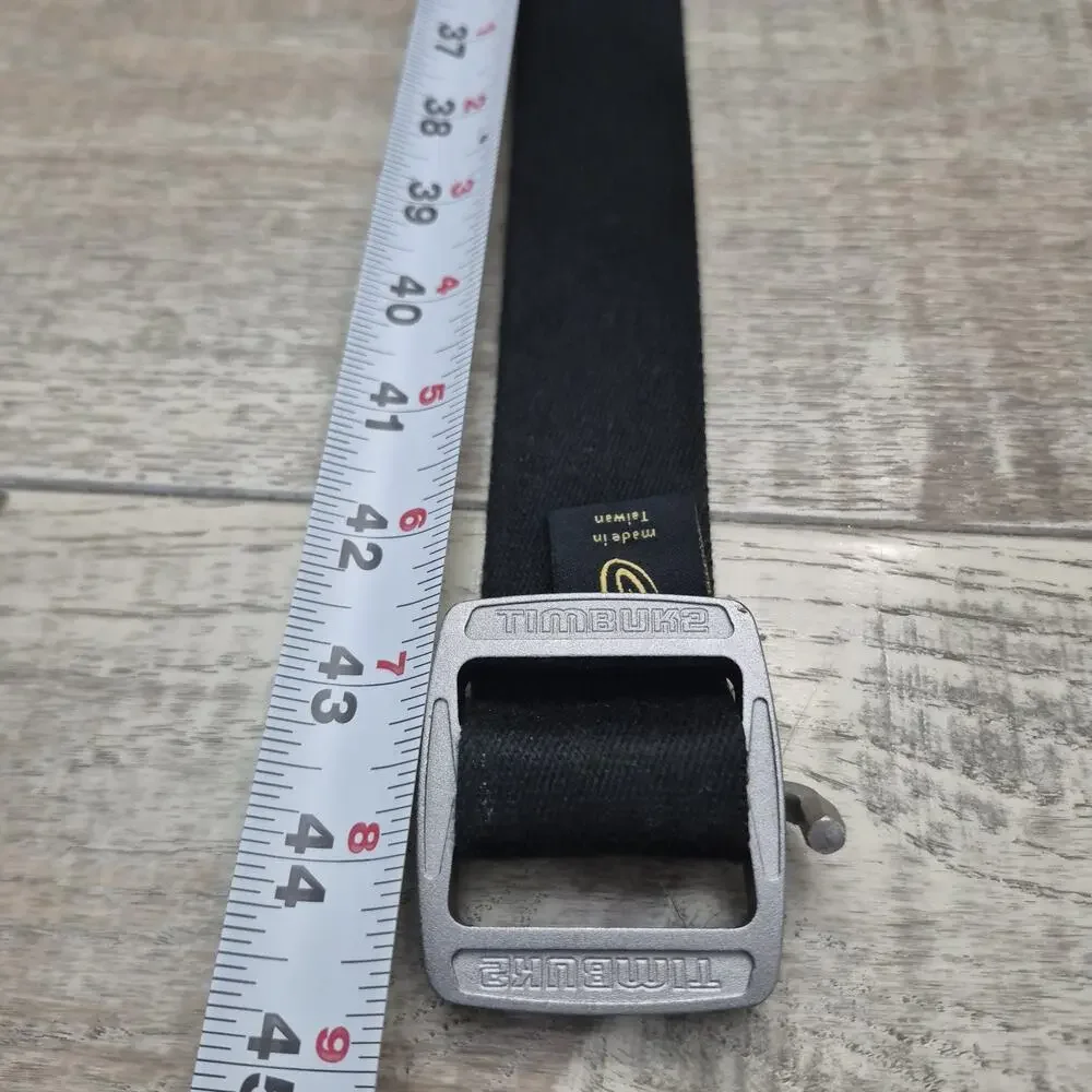 Timbuk2 Belt Canvas Black One Size Adjustable Unisex Metallic Nickel Buckle Logo
